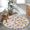 thumbnail image 3 of Spring Flowers Round Area Rug 4Ft Washable Circle Rugs for Bedroom Dining Room, Watercolor Floral Vintage Beige Non-Slip Carpet Floor Mats Indoor Outdoor Carpet Runner Aesthetic Home Decor, 3 of 8