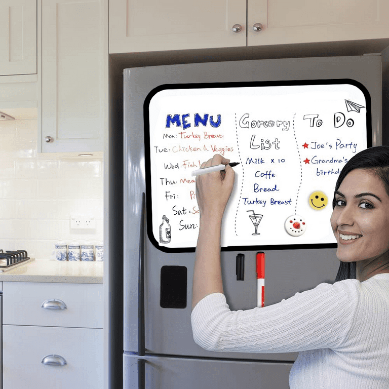Cinch Magnetic Black Dry Erase Board for Fridge: with Bright Neon Chalk Markers - 16x11 inch - 4 Liquid Blackboard Markers with Magnet - Small