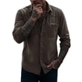thumbnail image 2 of Men's Button Down Shirts Black Big and Tall Long Sleeve Solid Turndown Collar Casual Button Front Zipper Blouse, 2 of 6