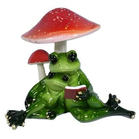 FC Design 5"W Frogs Reading under Mushroom Figurine Statue Sculpture Ornament Decoration Home/Room Decor and Unique Gift Ideas for Housewarming, Holidays and Birthdays