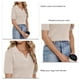 thumbnail image 5 of Camisas de manga corta para mujer, blusa cómoda informal de Color puro a la moda para verano, color albaricoque S, 5 of 6