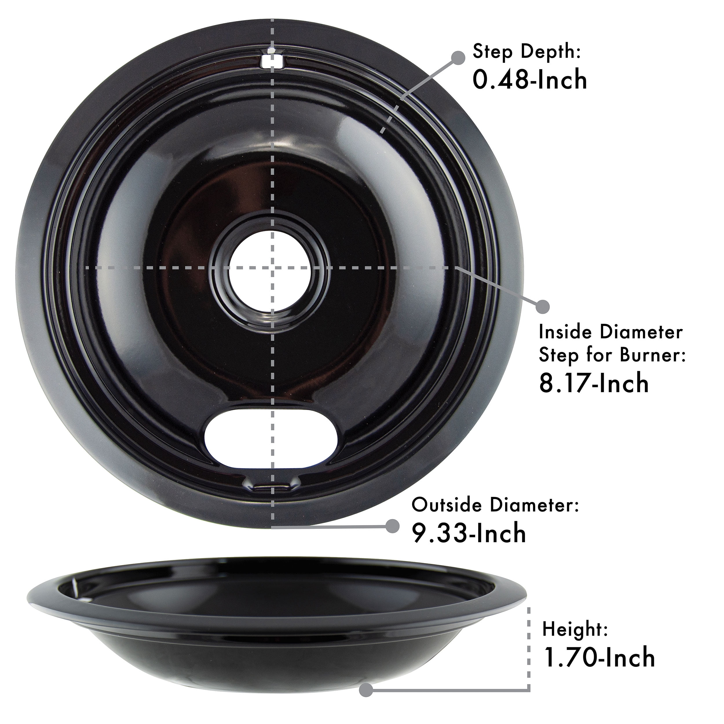 Range Kleen P10124XZ Style A Heavy Duty Black Porcelain Drip Bowls, 1 Large and 3 Small