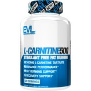L-Carnitine 500mg Capsules - Evlution Nutrition Stimulant Free L-Carnitine Fat Burner 120 Servings - Acetyl L-Carnitine Supplement