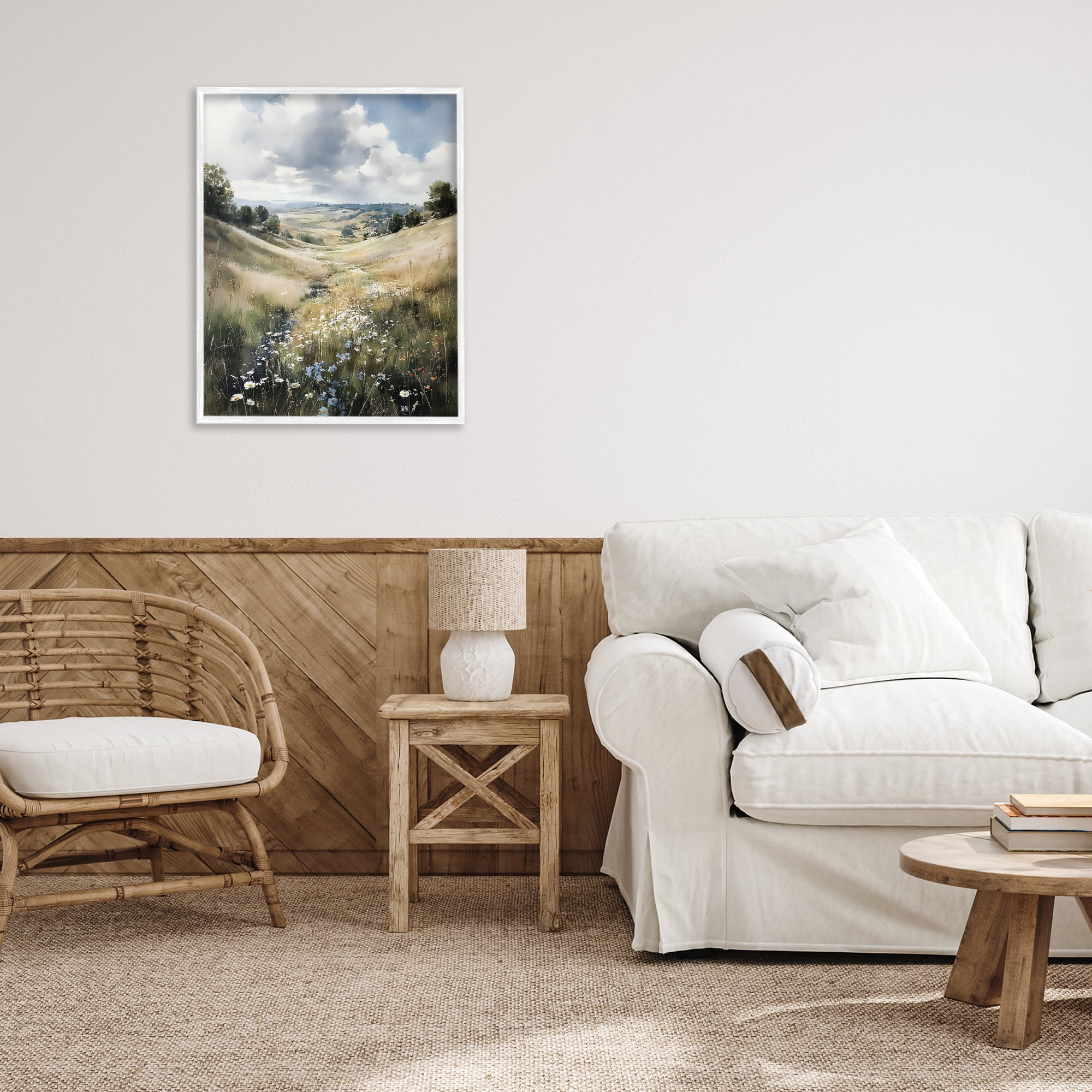 Stupell Industries Floral Valley of Wild Daisies White Framed Giclee Art, design by Franklyn Gregory