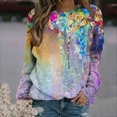 thumbnail image 1 of Nouveaux Hauts pour Femmes 2023 Mode Dames Chandail en Molleton à Manches Longues Col Rond Imprimé Blouse Pull-Over Coupe Décontractée Chandail en Molleton Oversize pour Femmes, 1 of 5
