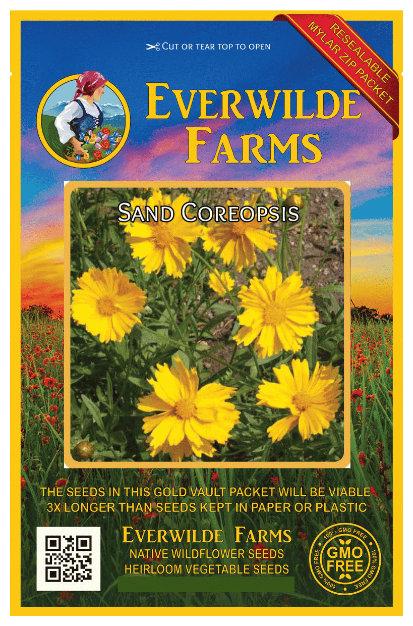 Seeds & Bulbs Everwilde Farms Mylar Seed Packet 1000 Sand Coreopsis Wildflower Seeds Perennial Seeds
