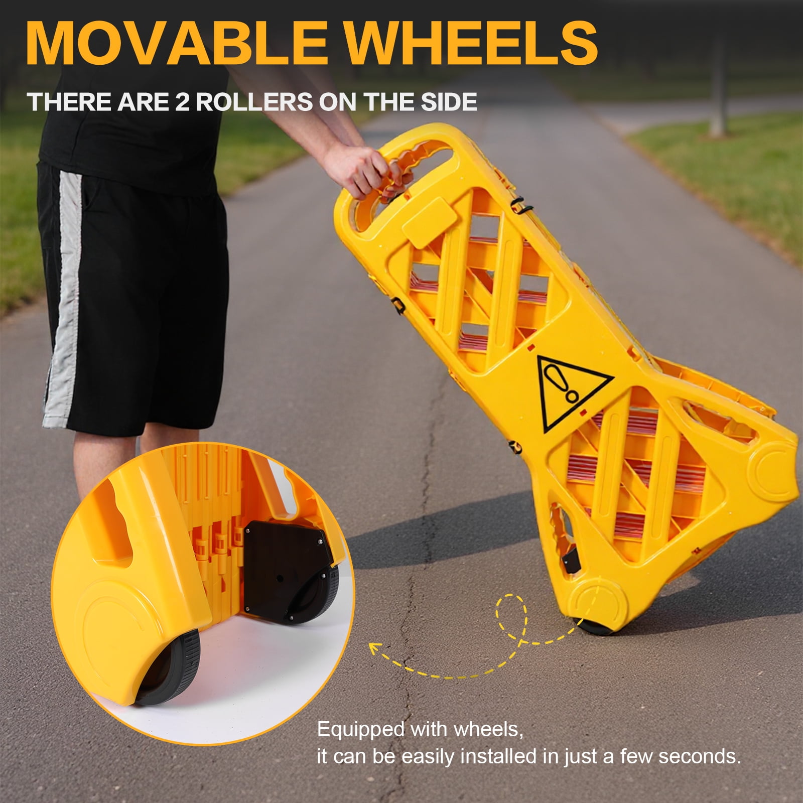 golytefs Expandable Barricade Gate with Wheels Traffic Barricade Fence for Garden Indoor