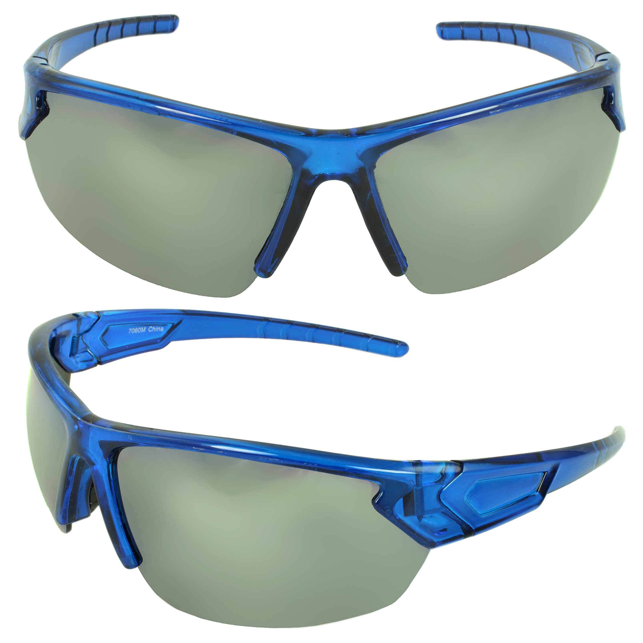 MLC Eyewear TU7060M-BUMR Wrap Fashion Sunglasses Blue Frame Mirror Lenses with Comfortable Rubber Cushion Pad - image 1 of 2