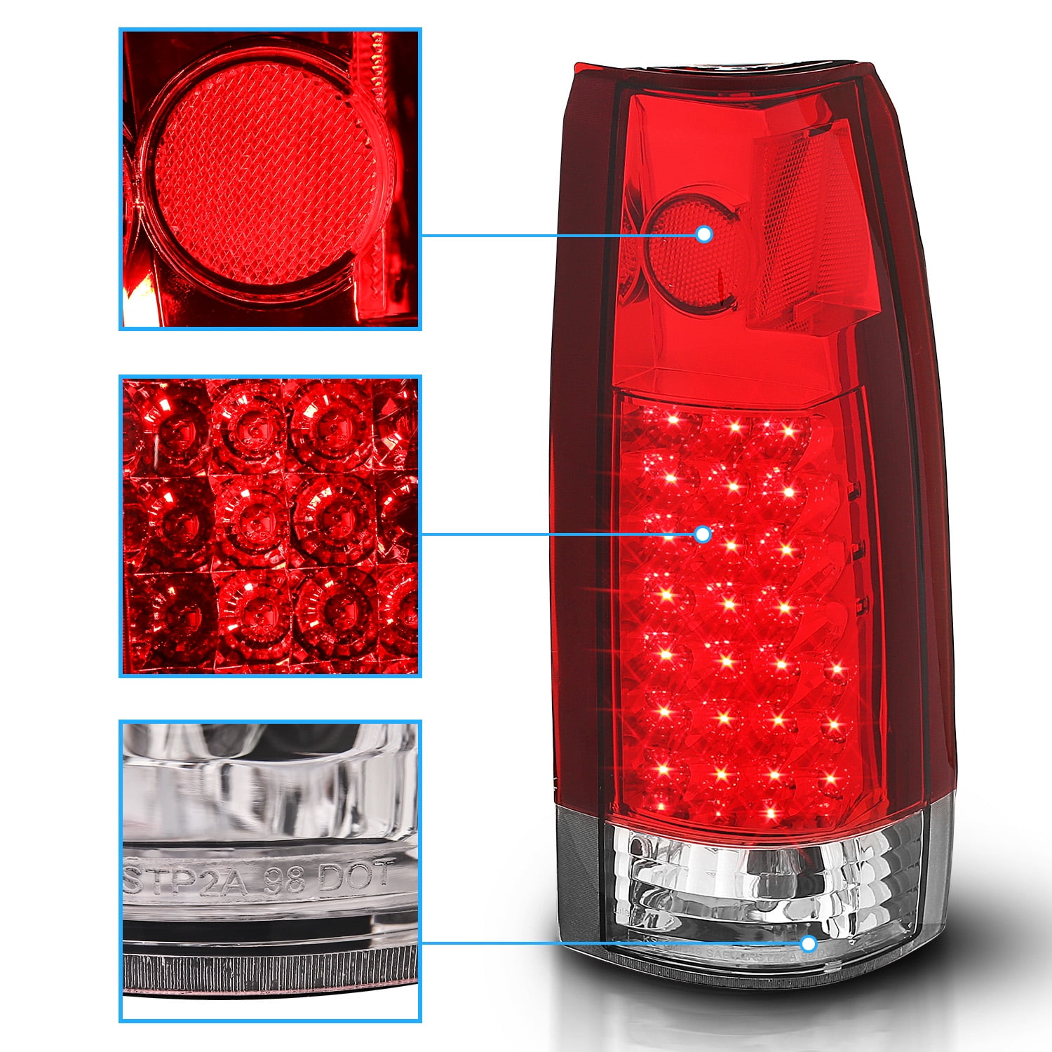 AmeriLite Red LED Tail Lights G2 for Chevy Full Size - Passenger and Driver Side