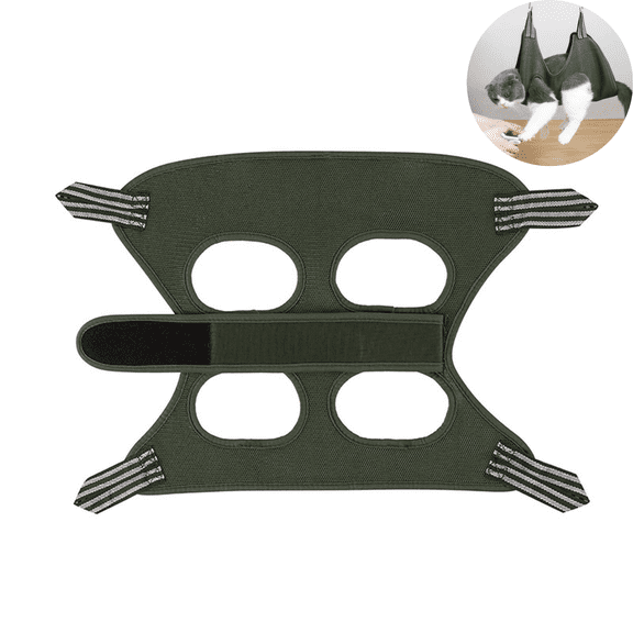 Bisitoy Cat Grooming Hammock for Nail Trimming and Brushing, Secure Suspension Harness for Calm Grooming Sessions at Home (Army Green)