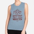 thumbnail image 2 of I've Got a Good Heart but This Mouth Women's Muscle Tank X-Large Stonewash Denim, 2 of 5