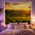 thumbnail image 2 of Sunlit Vineyard with Hilltop Villa Against a Sunset Sky, Peaceful Folk Art for Wine Enthusiasts, Realistic Landscape Decor, Housewarming Gift Tapestry Wall Hanging for Living Room and Study Room, 2 of 7
