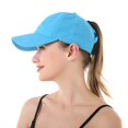 thumbnail image 5 of 2 Piezas Gorra de BéIsbol con Cola de Caballo Entrecruzada para Mujer Gorro de con MoñO Desordenado Alto de Secado RáPido Sombrero de Viaje al Aire Libre, Rosa + Negro, 5 of 5