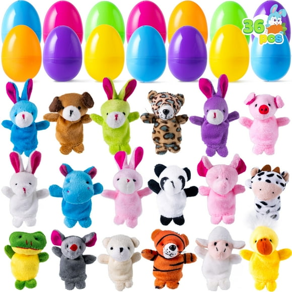 Huevos de Pascua rellenos con marionetas de animales, 36 unidades para niños