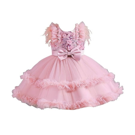 

WUXIAN Toddler Summer Child Dress Puffy Skirt Cake Princess Dress Baby Party Dress Gift For Girls Clothes Comfortable Dailywear