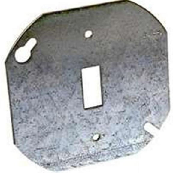 Hubbell-Raco 729 4" Octagon Box Cover, Type: (1) Toggle Switch, Drawn, Metallic