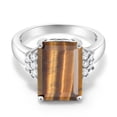 thumbnail image 3 of Gem Stone King 925 Sterling Silver Brown Tiger Eye Ring for Women (6.80 Cttw, Gemstone Birthstone, Emerald Cut 14X10MM, Available in Size 5, 6, 7, 8, 9), 3 of 6