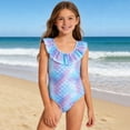 thumbnail image 2 of Shadoumai Girls Swimsuit Summer Beachwear With Donut And Scale Print Comfortable Swimwear For Toddlers And Kids, 2 of 7