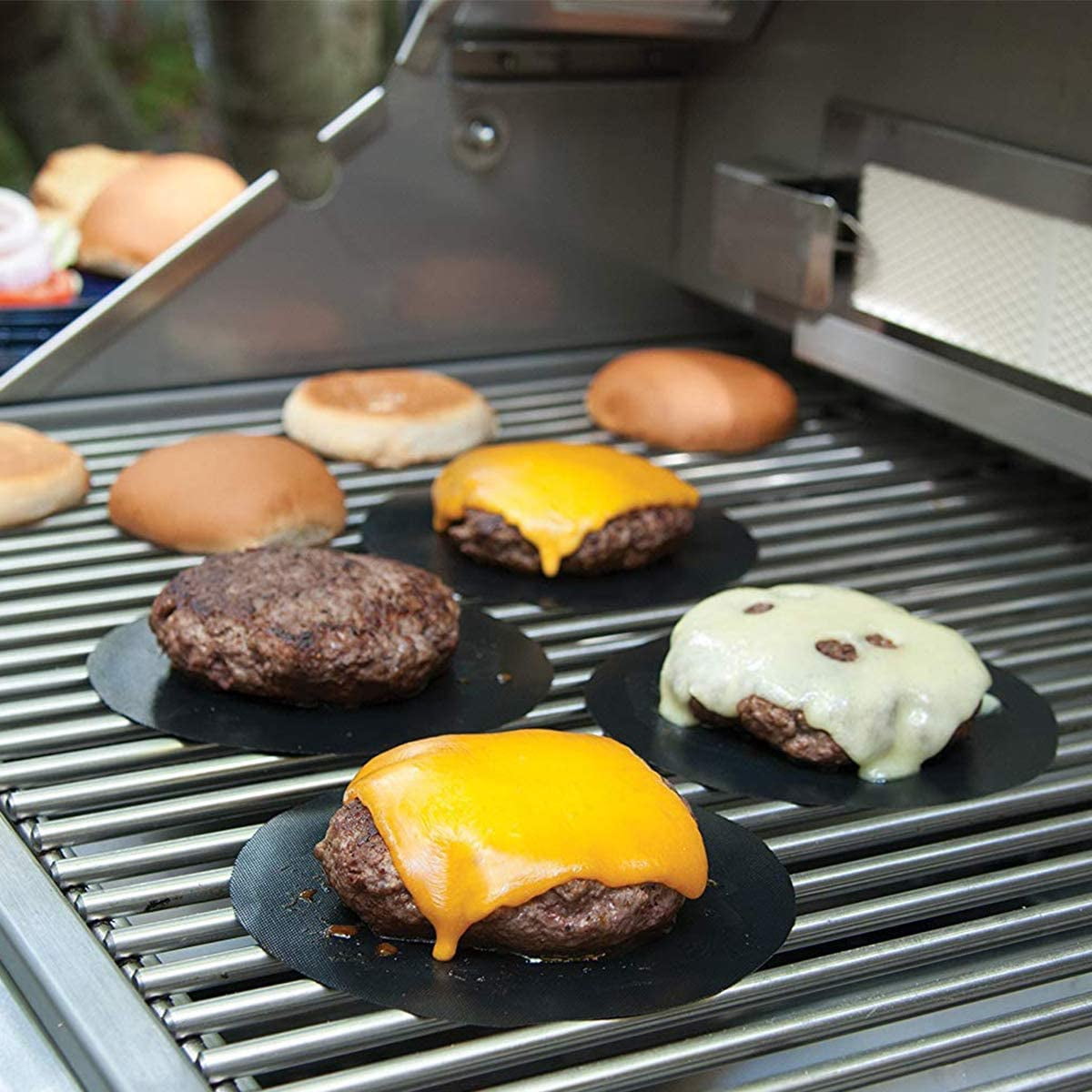 Charcoal Companion Flex Barbecue Grill Sheets and Grill Mats Combo Pack (Mixed), All Purpose, Burgers, Seafood & Pizza
