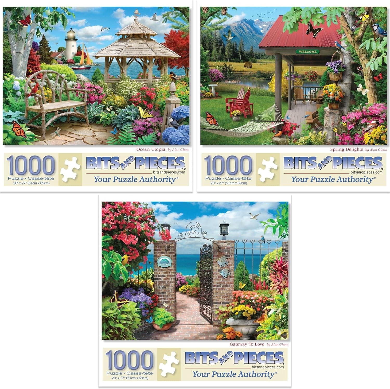 Bits and Pieces - Value Set of Three (3) 1000 Piece Jigsaw Puzzles
