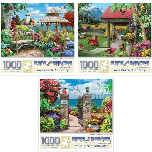 Bits and Pieces Jigsaw Puzzles Seasonal Nature Artwork 1000 Piece 3 Pack 20" x 27"
