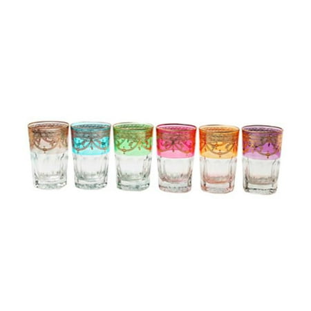 

Classic Touch GTWM253 4 x 2.5 in. Colored Short Tumblers with Rich Gold Design Dishwasher Safe - Set of 6