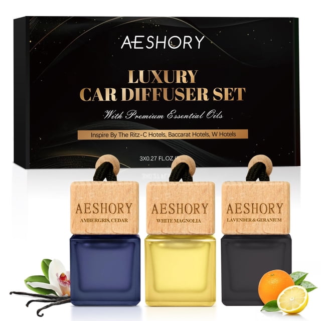 Ambientador para coche, paquete de 3 unidades, Aeshory, aroma de lujo, 3 x 8 ml