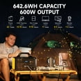 thumbnail image 6 of Mondawe Portable Power Station 600W 655Wh Outdoor Solar Generator Fast Charging with Dual AC Outlets USB Port, Solar Powered Battery Generator for Outdoors Camping Emergency Travel Hunting, 6 of 7