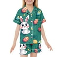 thumbnail image 4 of SXcggal One Girls' Print Short Sleeve Shorts Two Piece Pajama Set Basic Warm Kids Pajama Set, 4 of 4