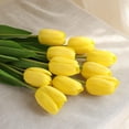thumbnail image 5 of 10Pcs Yellow Artificial Tulips Silk Flowers, Long Stem and Green Leaves, Fake Flowers Decoration for Vase, Wedding, Party, Kitchen, Office, Home, Bedroom, Table Centerpiece Decor, 5 of 5