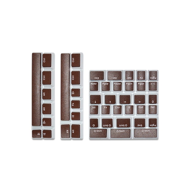 46 Keys Key Caps FOS Step Ergonomic Wear Resistant Clear Font Typing PBT Two-color Injection Computer Mechanical Keyboard Keycaps - Dark Coffee