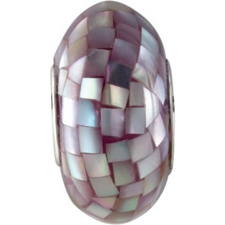 Mosaic Purple Mother Of Pearl - Kera Purple Mosaic Mother of Pearl Bead in Sterling Silver