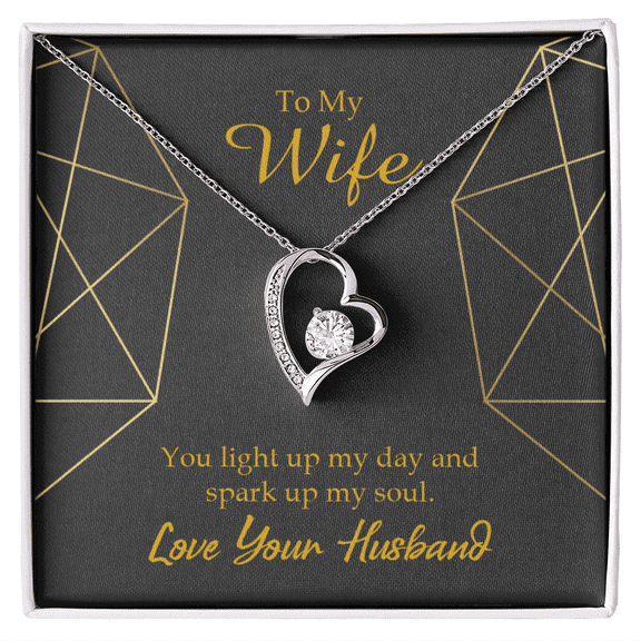 To My Wife You Light Up My Day Forever Necklace w Message Card