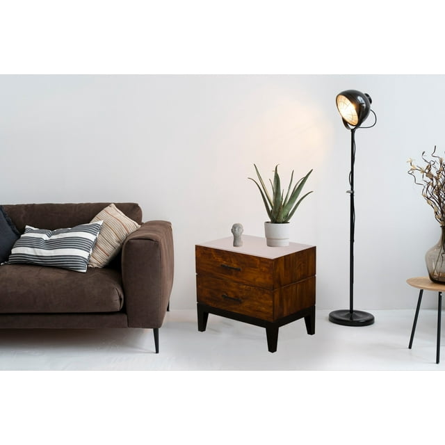 Table de Nuit en Bois Massif Definity avec 2 Tiroirs
