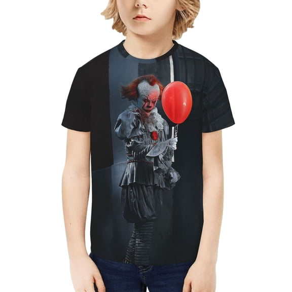 It Pennywise Horror T-Shirt for Boys Girls Youth, 3D Printed Graphic T-Shirts Short Sleeve Summer Casual Tee Shirts for Kids