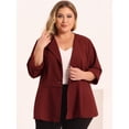 thumbnail image 2 of Blazer De Pliegues Fruncidos Cuello En V Volante TalExtCon Botón PaMujer Marrón 4XL, 2 of 6