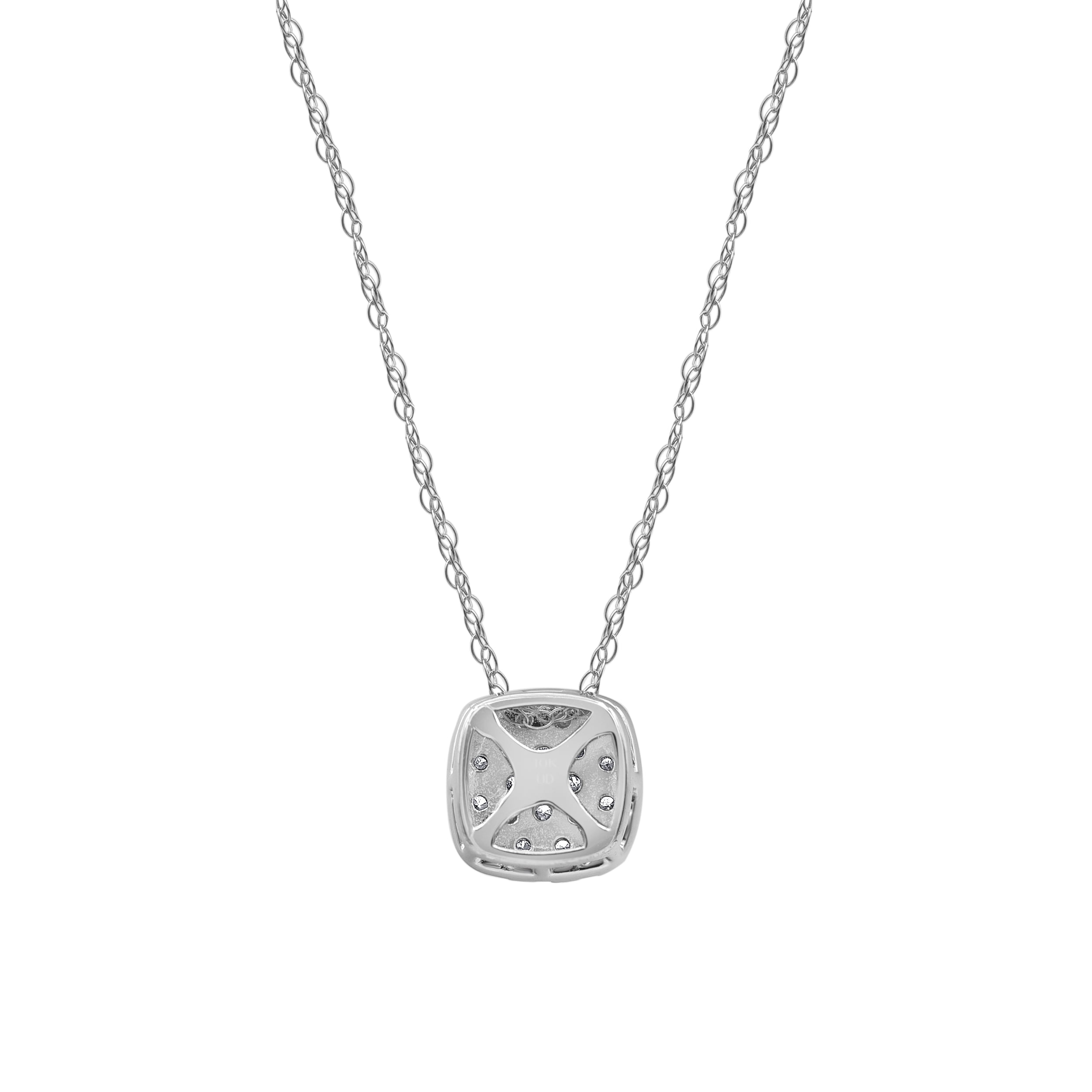 Brilliance Fine Jewelry 1/3 Ct Diamond Women's Cushion Pendant Necklace in 10K White Gold