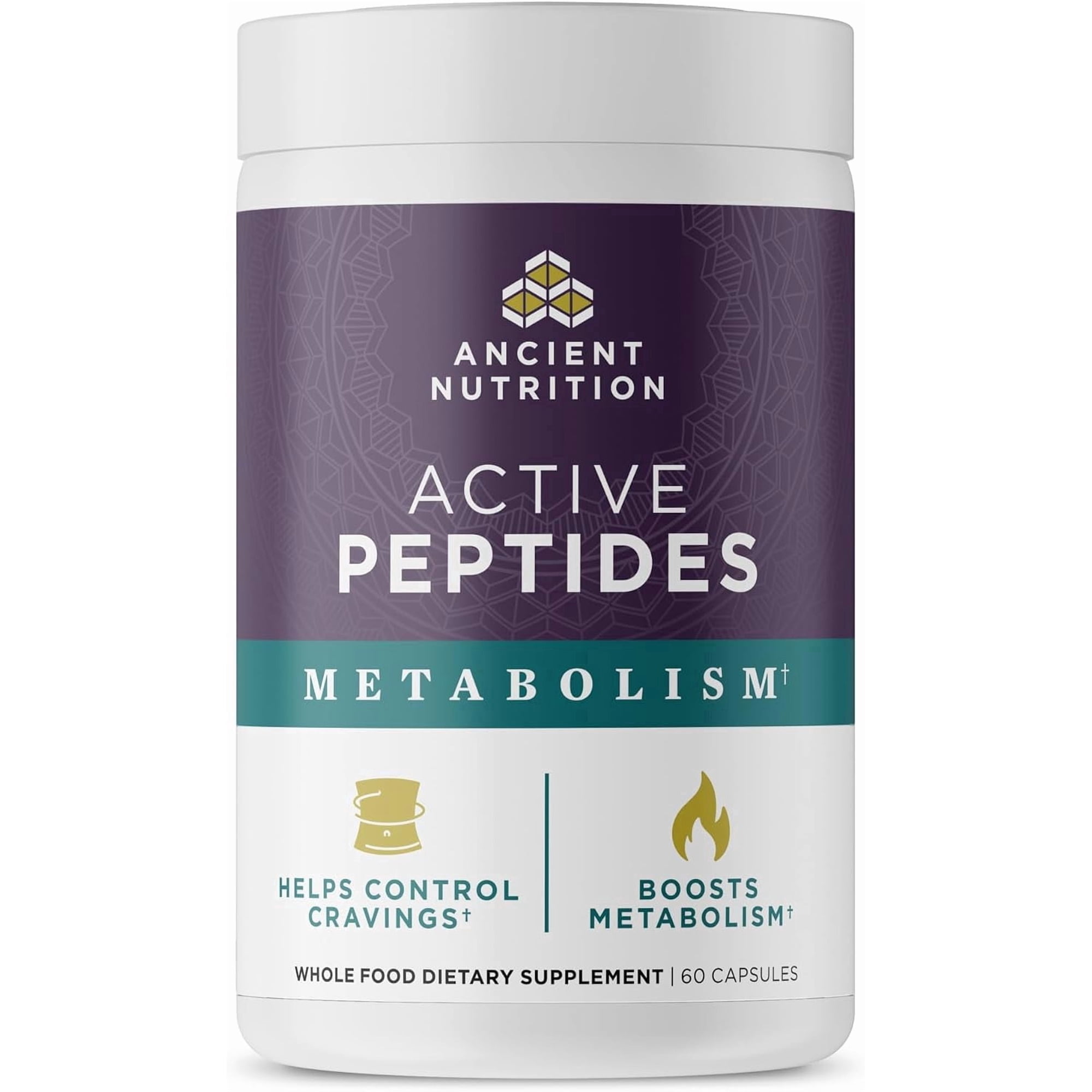 Ancient Nutrition Active Peptides Metabolism Capsules, Bioactive Yeast Peptides, Appetite & Metabolic Support, Non-Stimulant, 60 Count