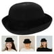 thumbnail image 4 of Sombrero de paja con ala ancha enrollable y lazo para mujer y niña, estilo bombín para playa, para verano (negro), 4 of 7