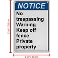 thumbnail image 2 of Weatherproof Vertical ANSI No Trespassing Sign (No trespassing Warning Keep off fence Private property) 8 in" x 12 in" UV Resistant Indoor Outdoor Workplace Insdustrial Caution Warning Sign, 2 of 7