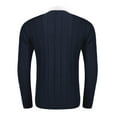 thumbnail image 3 of COOFANDY Men's Cardigan Sweater Cable Knit V Neck Button up Sweaters Ribbed Cardigan Sweater with Pockets Navy Blue M, 3 of 4