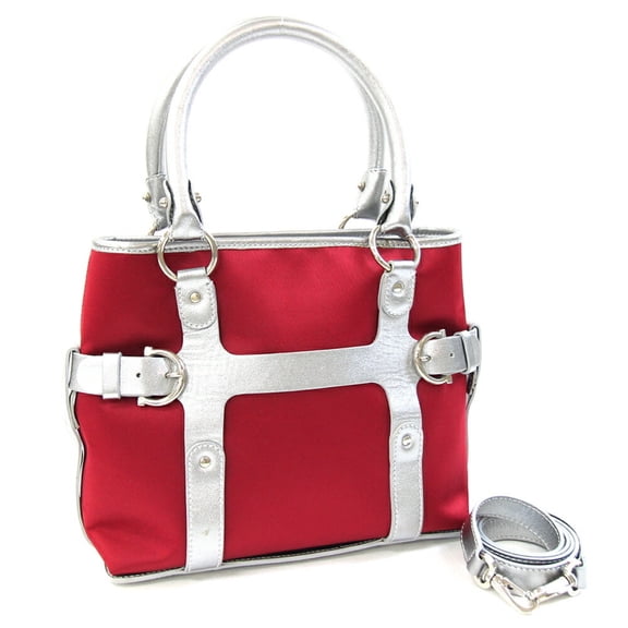 Pre-Owned Salvatore Ferragamo Handbag 21 4875 Dark Red Leather and Satin Shoulder Bag... (Good)