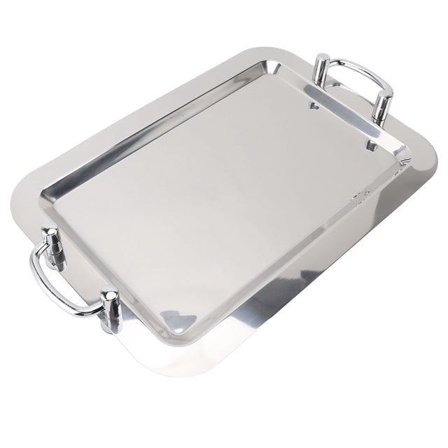 Bandeja Para Servir Alimentos De Acero Inoxidable, Bandeja Rectangular Decorativa Con Espejo Con Asa, Bandeja Portátil Para Servir, Apta Para