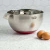 Tasty 5 Quart Stainless Steel Mixing Bowl with Non-Slip Base and Measuring Marks, Red