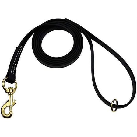 biothane waterproof all weather dog leash with solid brass hardware - black - 5/8  x 6