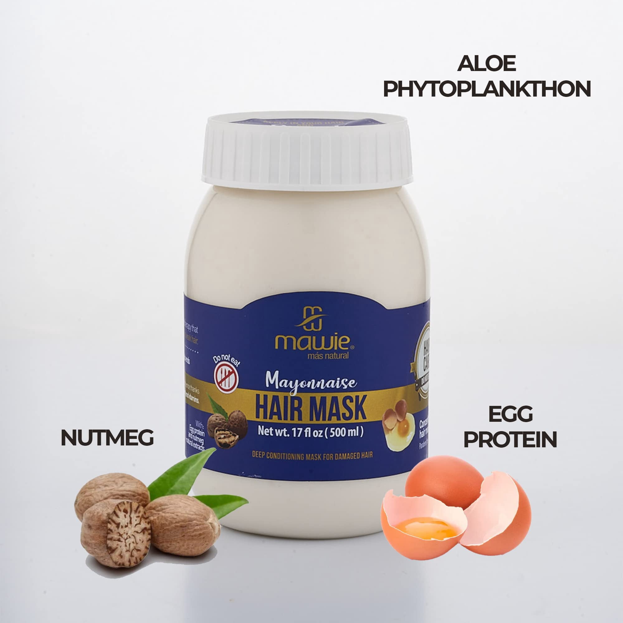 Mawie Mayonnaise Hair Mask for dry damage, adds shine, fortifies, nourishes processed hair 17 oz