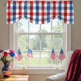 thumbnail image 2 of Independence Day Tie Up Valances Curtain, Adjustable Kitchen Flag Day Red And Blue Stripes Valances for Windows Decor, Rod Pocket Short Curtains Set for Bedroom/Bathroom, 42"x12", 2 of 9