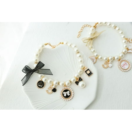 Pet Bow Pearl Collar Cat Jewelry Pendant Princess Necklace Dog Sweet Decorations Puppy Rhinestone Collar Chihuahua Accesorios