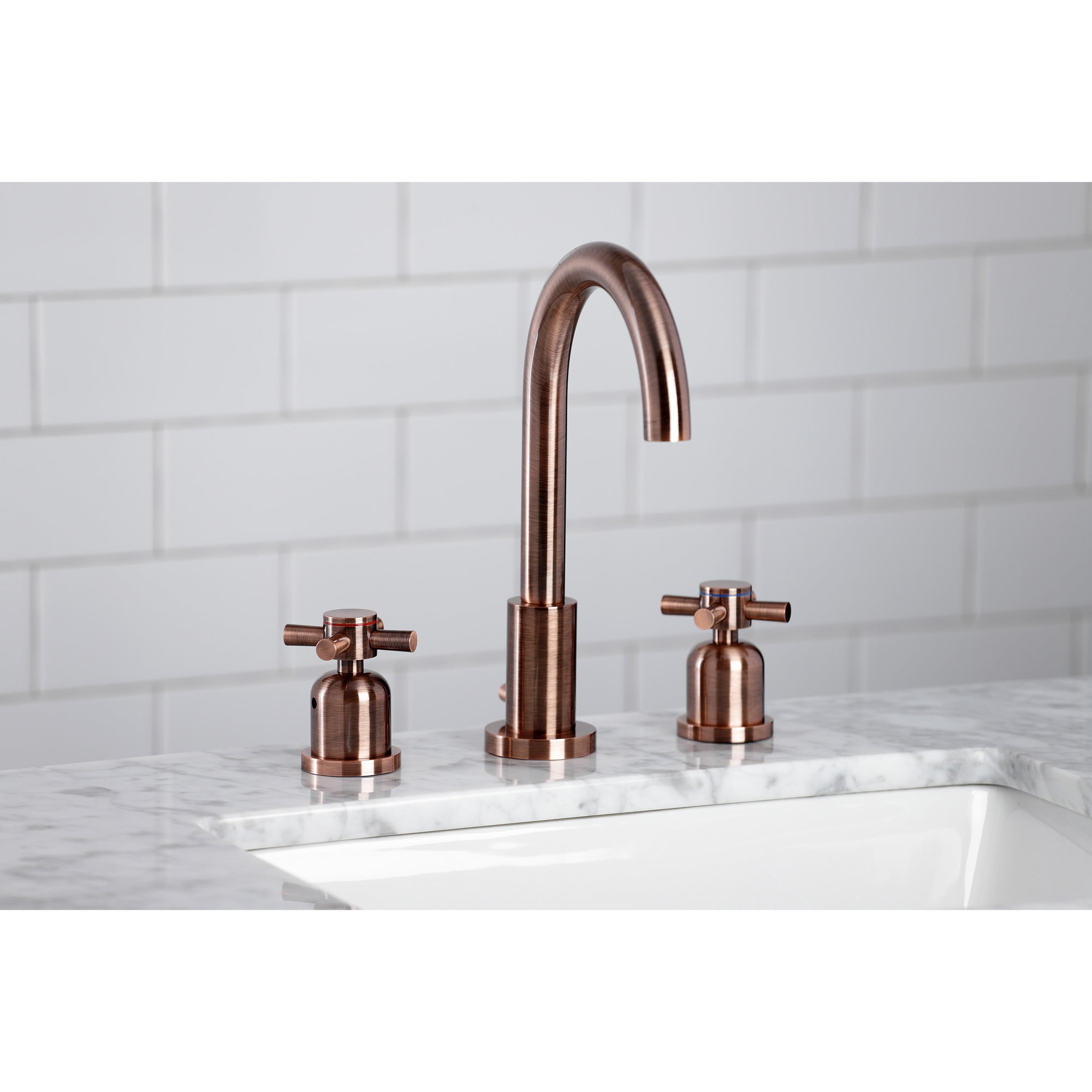Kingston Brass FSC892DXAC Concord Widespread Bathroom Faucet with Brass Pop-Up, Antique Copper