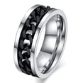 thumbnail image 1 of Flmtop Punk Hommes Femmes Unisexe Chaîne en Acier Inoxydable Incrusté Bague Anneau Bijoux Cadeau, 1 of 10